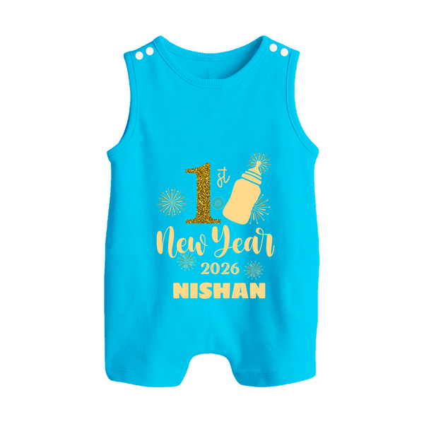 1st New Year 2026 – Baby Bottle | Personalised Romper Suit   - SKY BLUE - 0 - 5 Months Old (Chest 18")