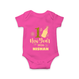 1st New Year 2026 – Baby Bottle | Personalised Romper for Kids - HOT PINK - New Born (Chest 14")