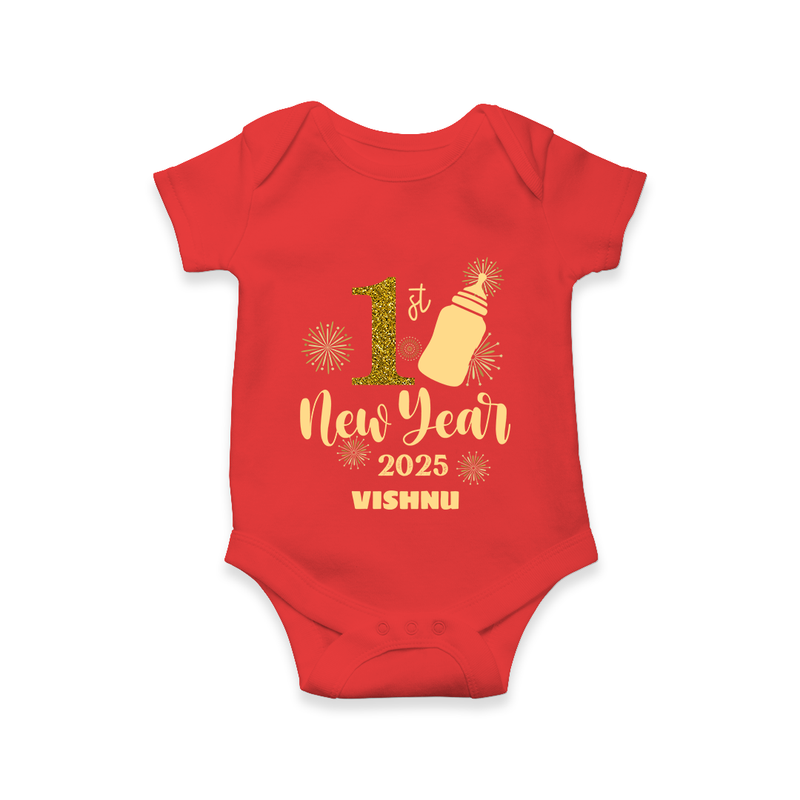 "My First New Year 2025 - Special Memories With Our Customized Romper for Babies With Name" - RED - 0 - 3 Months Old (Chest 16")