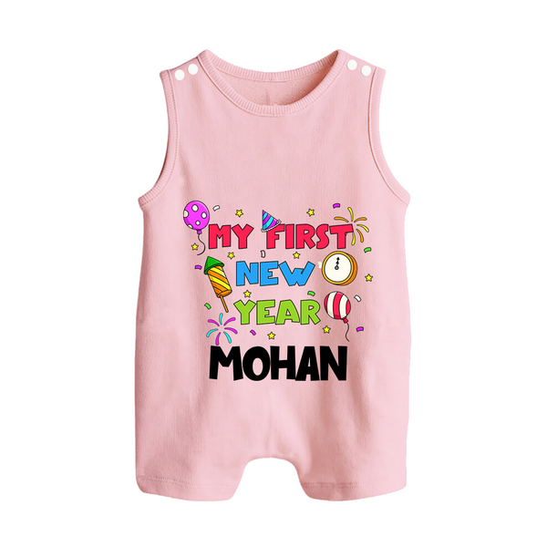 My First New Year – Colorful Party| Customized Romper Suit   - BABY PINK - 0 - 5 Months Old (Chest 18")