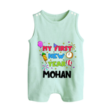 My First New Year – Colorful Party| Customized Romper Suit   - MINT GREEN - 0 - 5 Months Old (Chest 18")