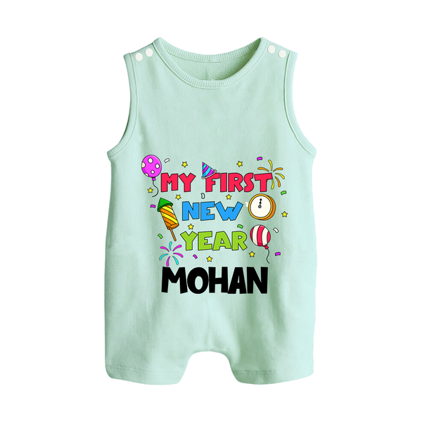 My First New Year – Colorful Party| Customized Romper Suit   - MINT GREEN - 0 - 5 Months Old (Chest 18")