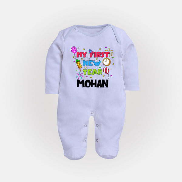 My First New Year – Colorful Party| Customized Fullbody Suit   - BABY BLUE - New Born (Chest 7.5")