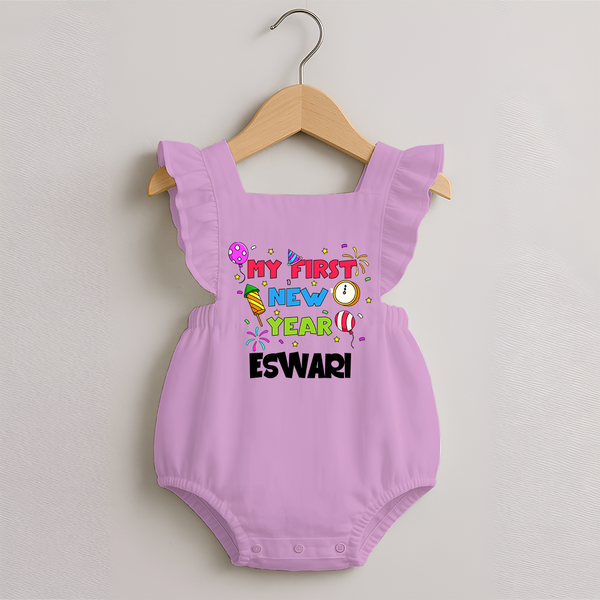 My First New Year – Colorful Party| Customized Romper Frock for Girls - BABY PINK - 0 - 3 Months Old (Chest 19")
