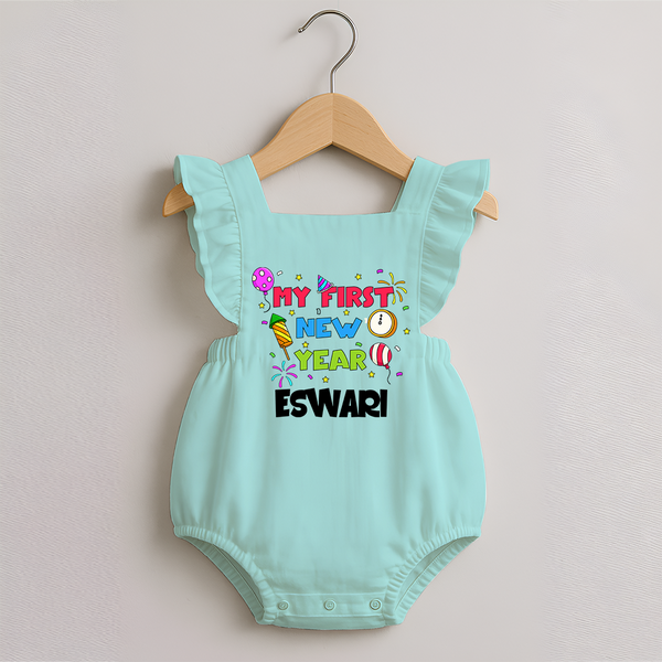 My First New Year – Colorful Party| Customized Romper Frock for Girls - MINT GREEN - 0 - 3 Months Old (Chest 19")