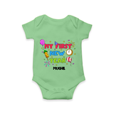 "My First New Year 2025 - A Happy Beginning With Our Customized Romper for Babies With Name" - GREEN - 0 - 3 Months Old (Chest 16")