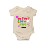 "My First New Year 2025 - A Happy Beginning With Our Customized Romper for Babies With Name" - IVORY - 0 - 3 Months Old (Chest 16")