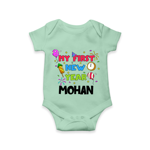 My First New Year – Colorful Party| Customized Romper for Kids - MINT GREEN - New Born (Chest 14")