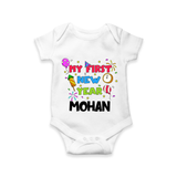My First New Year – Colorful Party| Customized Romper for Kids - WHITE - New Born (Chest 14")