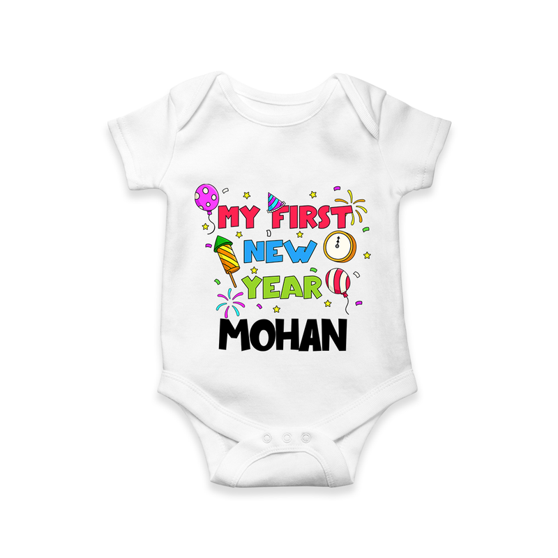 My First New Year – Colorful Party| Customized Romper for Kids - WHITE - New Born (Chest 14")