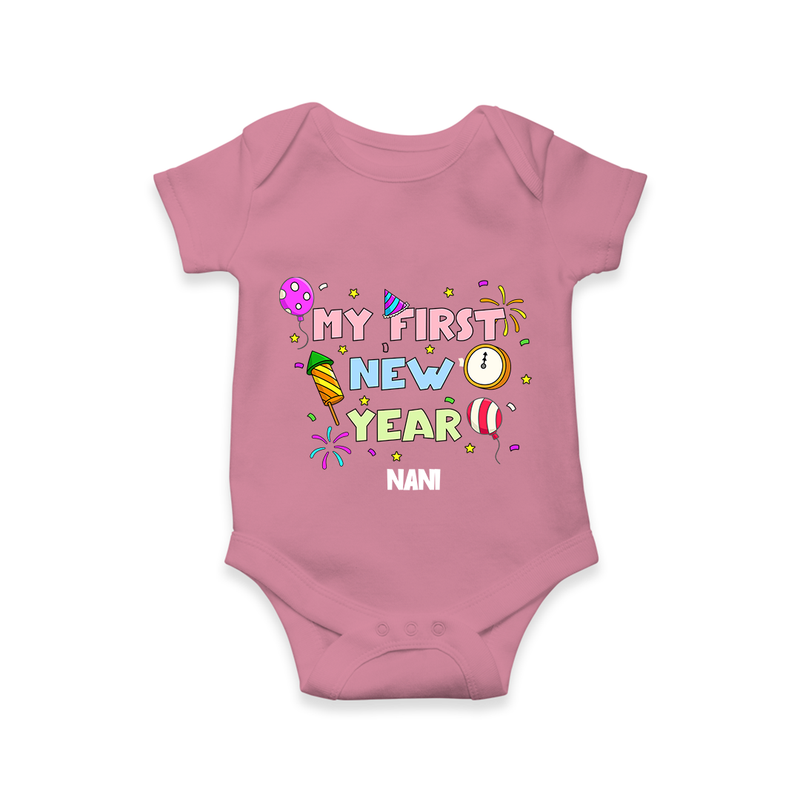 "My First New Year 2025 - A Happy Beginning With Our Customized Romper for Babies With Name" - ONION - 0 - 3 Months Old (Chest 16")