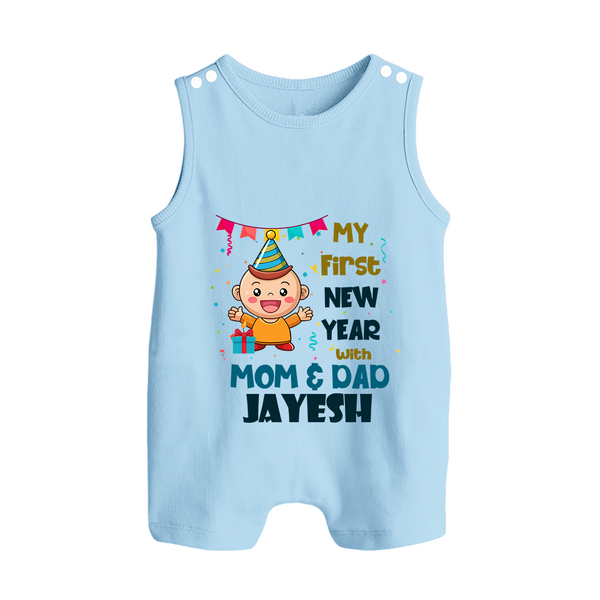 My First New Year With Mom & Dad | Personalised Romper Suit   - BABY BLUE - 0 - 5 Months Old (Chest 18")
