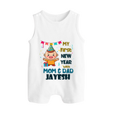 My First New Year With Mom & Dad | Personalised Romper Suit   - WHITE - 0 - 5 Months Old (Chest 18")