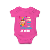 My First New Year With Mom & Dad | Personalised Romper for Kids - HOT PINK - New Born (Chest 14")