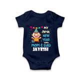 My First New Year With Mom & Dad | Personalised Romper for Kids - NAVY BLUE - New Born (Chest 14")
