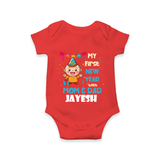 My First New Year With Mom & Dad | Personalised Romper for Kids - RED - New Born (Chest 14")