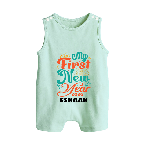 My First New Year 2026 – Pastel Fireworks | Customized Romper Suit   - MINT GREEN - 0 - 5 Months Old (Chest 18")