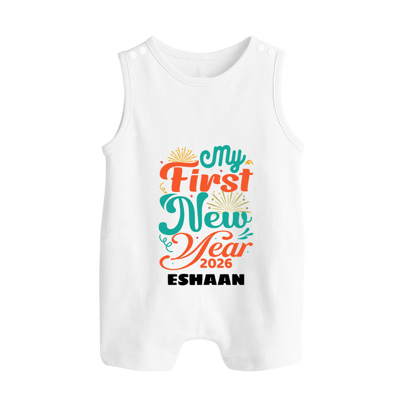 My First New Year 2026 – Pastel Fireworks | Customized Romper Suit   - WHITE - 0 - 5 Months Old (Chest 18")