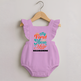 My First New Year 2026 – Pastel Fireworks | Customized Romper Frock for Girls - BABY PINK - 0 - 3 Months Old (Chest 19")
