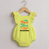 My First New Year 2026 – Pastel Fireworks | Customized Romper Frock for Girls - PASTEL YELLOW - 0 - 3 Months Old (Chest 19")