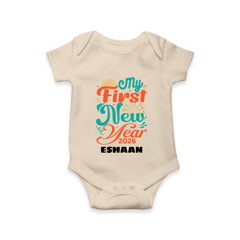 My First New Year 2026 – Pastel Fireworks | Customized Romper for Kids - IVORY - New Born (Chest 14")