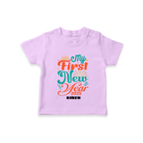 "My First New Year 2025 - Smiles Forever With Our Customized T-Shirt for Kids With Name" - LILAC - 0-5 Months Old (Chest 17")