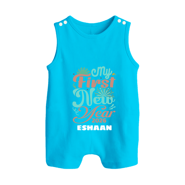 My First New Year 2026 – Pastel Fireworks | Customized Romper Suit   - SKY BLUE - 0 - 5 Months Old (Chest 18")