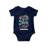 My First New Year 2026 – Pastel Fireworks | Customized Romper for Kids - NAVY BLUE - New Born (Chest 14")