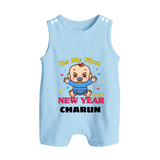 It’s My First New Year 2026 – Baby Cartoon | Personalised Romper Suit   - BABY BLUE - 0 - 5 Months Old (Chest 18")