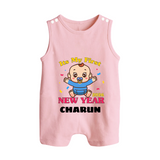 It’s My First New Year 2026 – Baby Cartoon | Personalised Romper Suit   - BABY PINK - 0 - 5 Months Old (Chest 18")