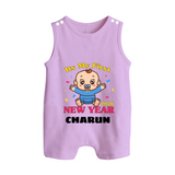 It’s My First New Year 2026 – Baby Cartoon | Personalised Romper Suit   - LILAC - 0 - 5 Months Old (Chest 18")