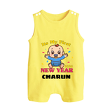 It’s My First New Year 2026 – Baby Cartoon | Personalised Romper Suit   - PASTEL YELLOW - 0 - 5 Months Old (Chest 18")