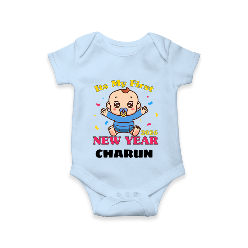 It’s My First New Year 2026 – Baby Cartoon | Personalised Romper for Kids - BABY BLUE - New Born (Chest 14")
