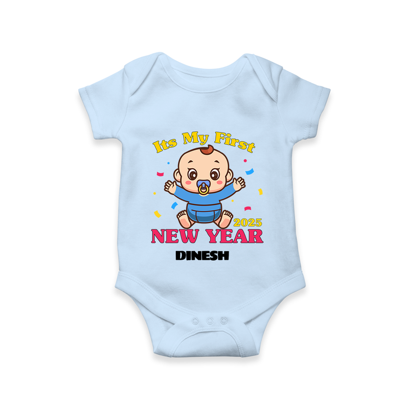 "My First New Year 2025 - Magical Moments With Our Customized Romper for Babies With Name" - BABY BLUE - 0 - 3 Months Old (Chest 16")