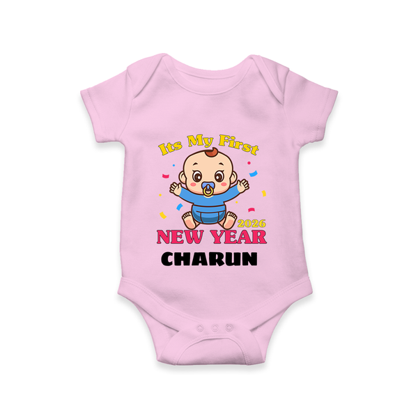 It’s My First New Year 2026 – Baby Cartoon | Personalised Romper for Kids - BABY PINK - New Born (Chest 14")