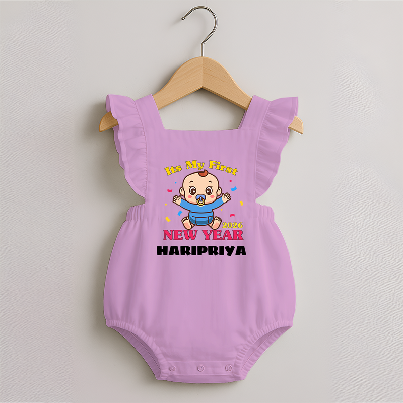 It’s My First New Year 2026 – Baby Cartoon | Personalised Romper Frock for Girls - BABY PINK - 0 - 3 Months Old (Chest 19")