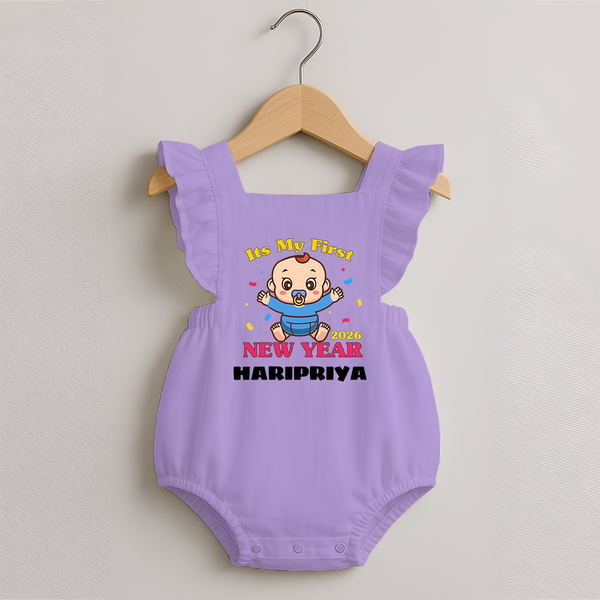 It’s My First New Year 2026 – Baby Cartoon | Personalised Romper Frock for Girls - LILAC - 0 - 3 Months Old (Chest 19")