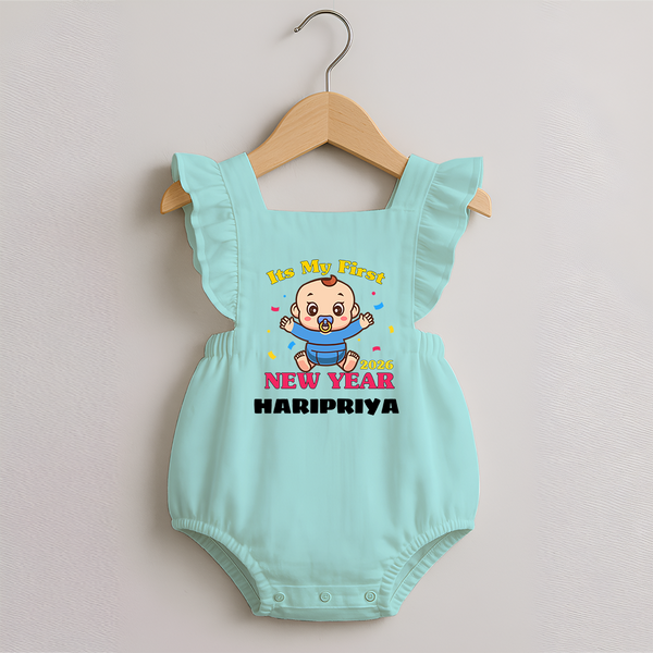 It’s My First New Year 2026 – Baby Cartoon | Personalised Romper Frock for Girls - MINT GREEN - 0 - 3 Months Old (Chest 19")