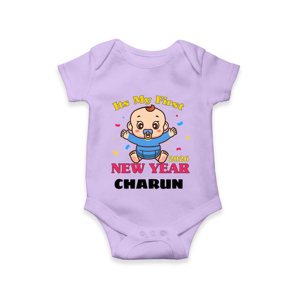 It’s My First New Year 2026 – Baby Cartoon | Personalised Romper for Kids - LILAC - New Born (Chest 14")