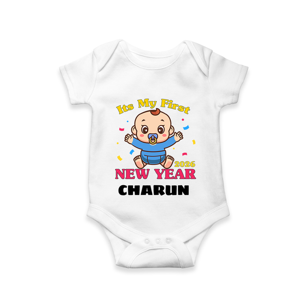 It’s My First New Year 2026 – Baby Cartoon | Personalised Romper for Kids - WHITE - New Born (Chest 14")