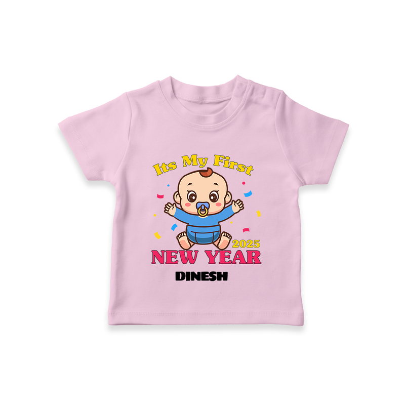 "My First New Year 2025 - Magical Moments With Our Customized T-Shirt for Kids With Name" - PINK - 0-5 Months Old (Chest 17")