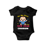 It’s My First New Year 2026 – Baby Cartoon | Personalised Romper for Kids - BLACK - New Born (Chest 14")