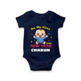It’s My First New Year 2026 – Baby Cartoon | Personalised Romper for Kids - NAVY BLUE - New Born (Chest 14")