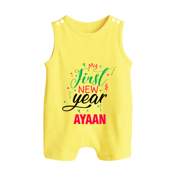 My First New Year | Personalised Romper Suit   - PASTEL YELLOW - 0 - 5 Months Old (Chest 18")