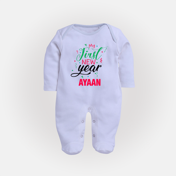 My First New Year | Personalised Fullbody Suit   - BABY BLUE - New Born (Chest 7.5")