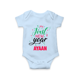 My First New Year | Personalised Romper for Kids - BABY BLUE - New Born (Chest 14")