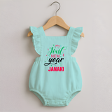 My First New Year | Personalised Romper Frock for Girls - MINT GREEN - 0 - 3 Months Old (Chest 19")
