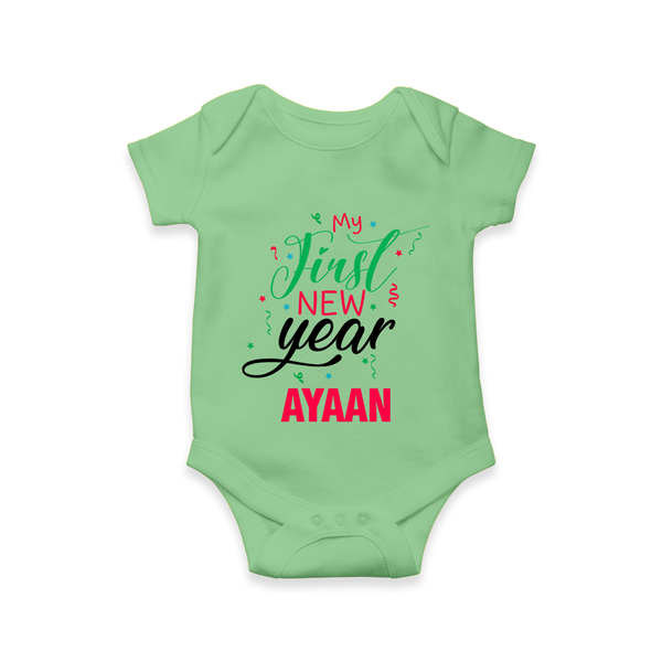 My First New Year | Personalised Romper for Kids - GREEN - New Born (Chest 14")