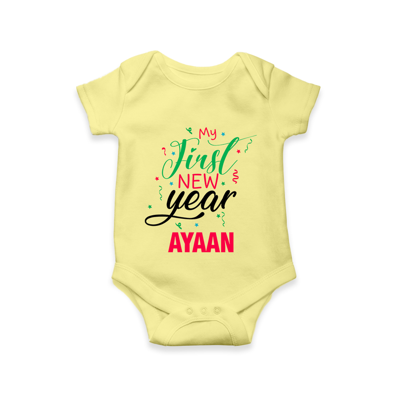 My First New Year | Personalised Romper for Kids - PASTEL YELLOW - New Born (Chest 14")