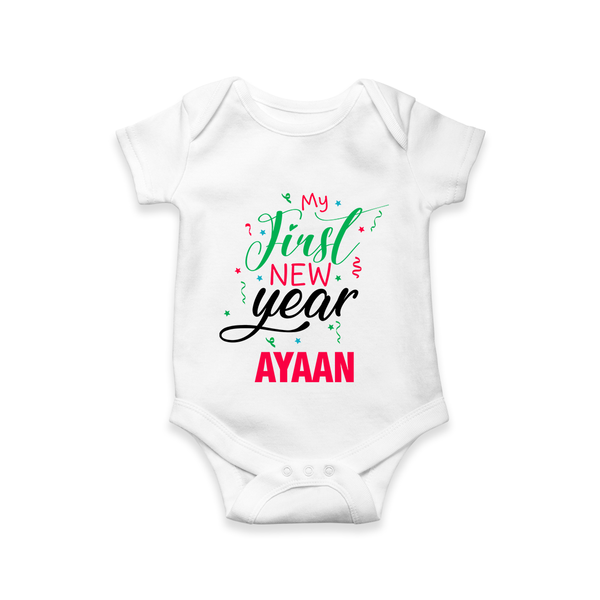 My First New Year | Personalised Romper for Kids - WHITE - New Born (Chest 14")
